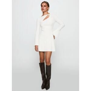 NWT Princess Polly White Long Sleeve Sweater Mini Dress Size L